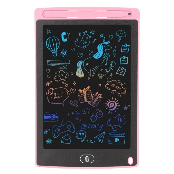 8,5 tums skrivplatta LCD färgglad ritplatta för barn Färgglad Doodle Board-leksak för 1 till 10 år Flickor Pojkar Rosa
