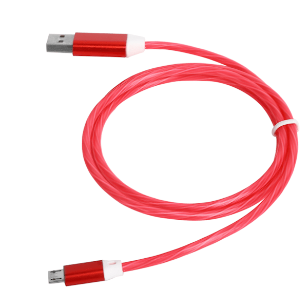 Mikro-USB-ladekabel LED lyser opp Flytende hurtigladeledning for Android-mobiltelefoner Rød