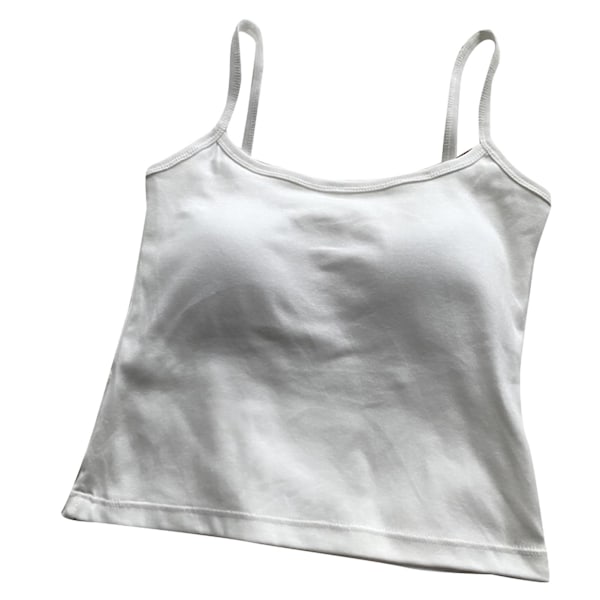 Dame Tanktop Spaghettirem Slank Pasform Camisole Vest Ærmeløs Polstret Bomuld Ren Farve Åndbar Tanktop Hvid Fri Størrelse (88.2‑143.3lb)