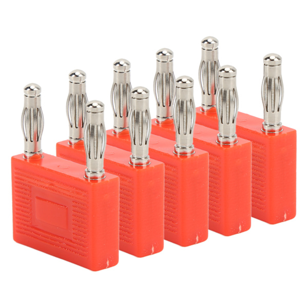 5PCS Dobbel rad bananpluggkontakt Nikkelbelagt kobber 2-veis dobbel bananplugg for høyttalerledninger Rød