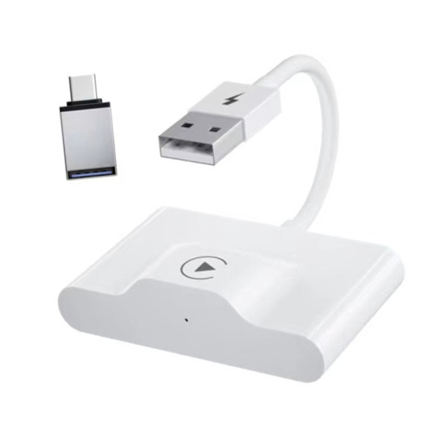 Trådbunden till Trådlös CarPlay Adapter USB-gränssnitt Plug and Play Smidig Carplay Dongle Box för iPhone Konkav Yta
