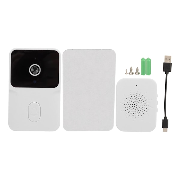 WiFi Wireless Video Doorbell Camera HD Night Vision Battery Powered Video Doorbell for Tuya White