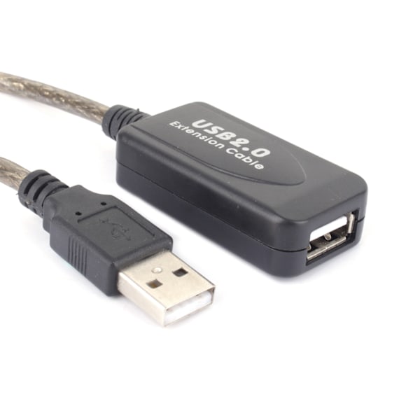 Musta 20M USB 2.0 -tyyppinen uros-naaraskäyttöinen jatkokaapeli