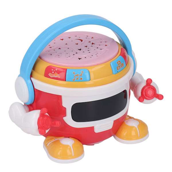 Baby Drum Robot Toy 360 ° Rotasjon Musikk Lys Projeksjon Sylindrisk Pedagogisk Barn Tromme Perkusjon Leke Gave Rød