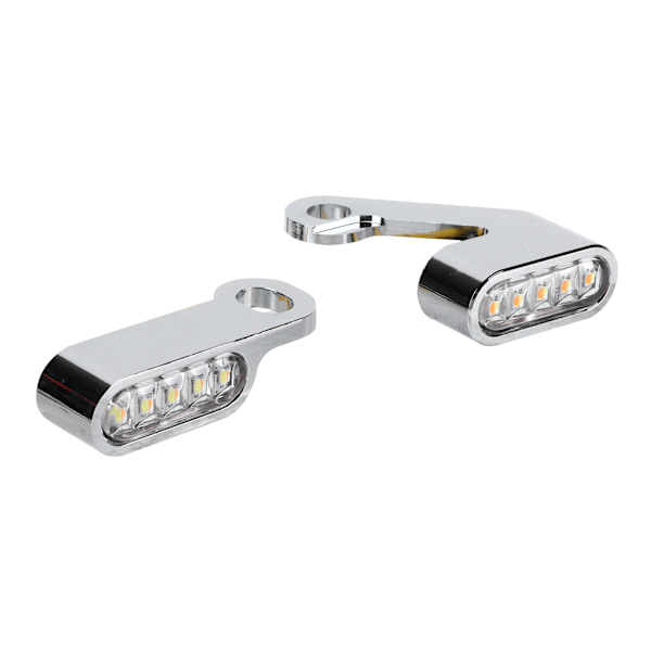 2 STK Mini LED Hjørnelys Blinklys Korrosjonsbestandig Aluminiumslegering Motorsykkel Tilbehør Sølv Skall Hvitt Speil