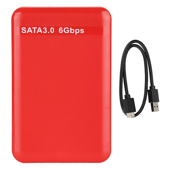 Ekstern HDD Kabinet 2.5in USB3.0 SATA3.0 Plug and Play HDD Kabinet Understøtter 3TB Kapacitet med LED Indikator til Windows Rød