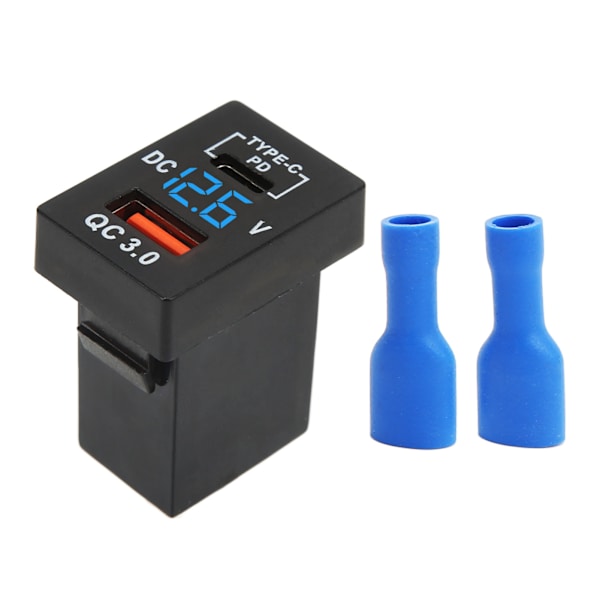 Biloplader Socket QC 3.0 Hurtig Opladning 12‑24V Spændingsdisplay til Biler Motorcykler Autocampere