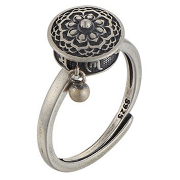 2 stk. Tibetanske Buddhistiske Roterende Ringe med OM Bønnehjul Messing Lotus Mantra Ring Lykke Finger Ringe