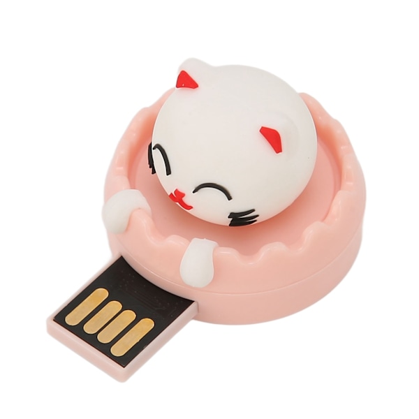 U DISK USB2.0 Gränssnitt Hot Swap Katt Tecknad Stil Portabel Vibrationsresistent Flash Drive för Säkerhetskopiering av Filer (Katt Cirkelspänne 32GB)