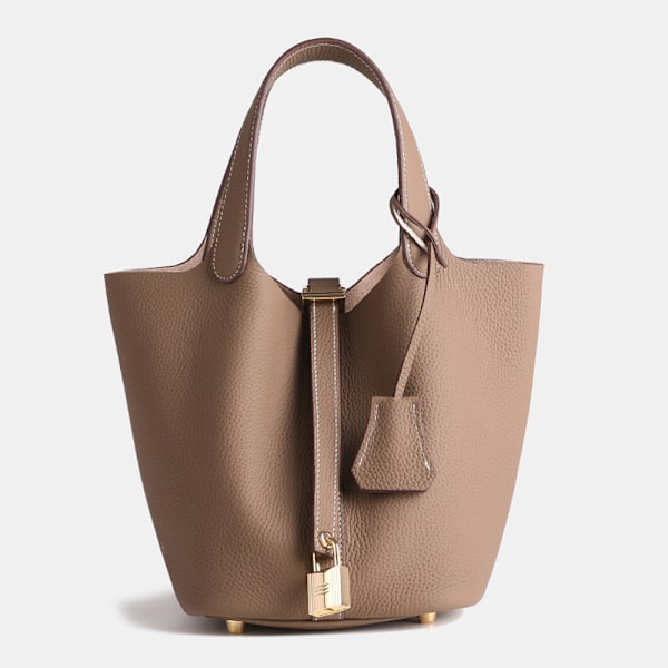 Grå Ku Skinn Bucket Bag Stilig Pendler Håndveske Unikt Design Elephant gray