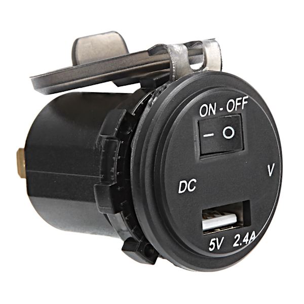 12V IP66 2.4A LED Digital Telefonoplader Uafhængig Kontaktadapter med 60 cm Ledning Rød DC12-24V