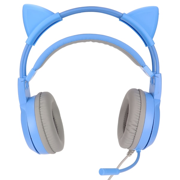 SYG25 Spelheadset med kattöron USB+3,5 mm-kontakt Spelhörlurar Stöder volymjustering Mikrofonavstängning (blå)