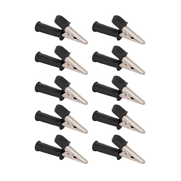 10 stk isolerte krokodilleklemmer 5mm ren kobberåpninger testklemme med 4mm jack for eksperimentell testSvart