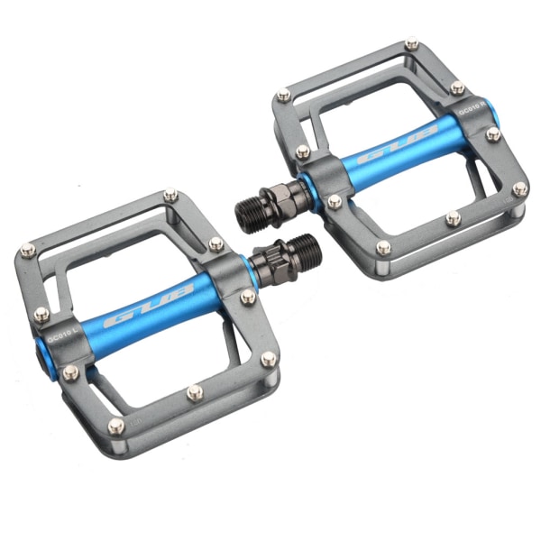 GUB 1 par platta cykelpedaler i aluminiumlegering för delar till mountainbikes (titanfärg blå)
