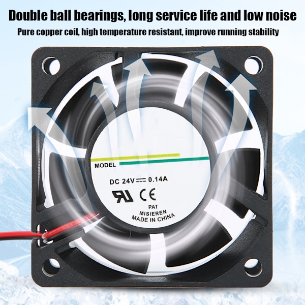 DC24V 0,14A 6cm kjøleventilator - høy ytelse kjøler for datamaskin serverboks