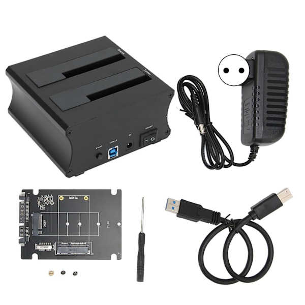 USB3.0 Ekstern Harddisk Dockingstasjon Kopiering Offline Kloningsfunksjon Dobbel Bay HDD Dockingstasjon 100V til 240V EU Plugg