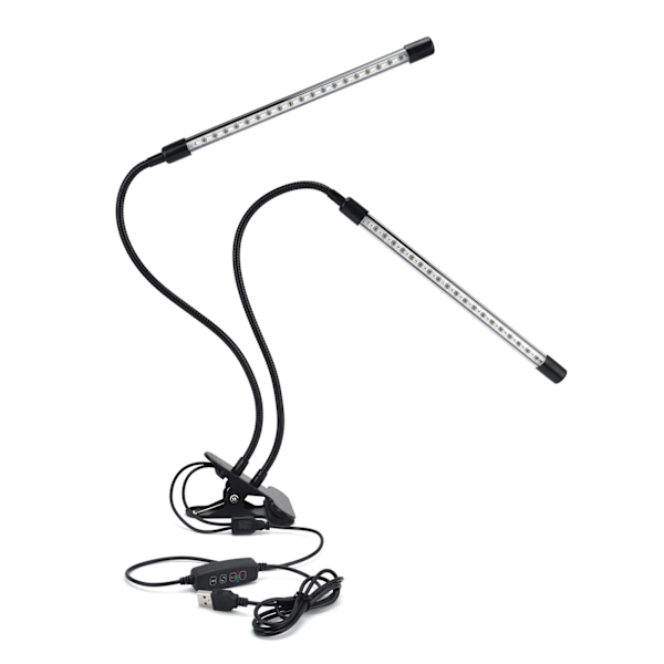 USB Plant Growth Lamp Double Tube Growing Light with Clip for Indoor Horticulture Greenhouse