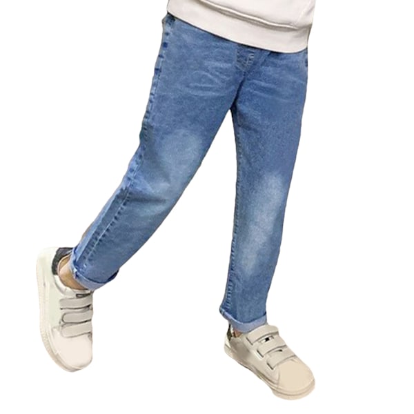 Flickor Höstbyxor Mode Krysantemum Dekoration Stretchiga Blå Barn Flickor Casual Lös Passform för Dagligt Liv 160cm / 63in