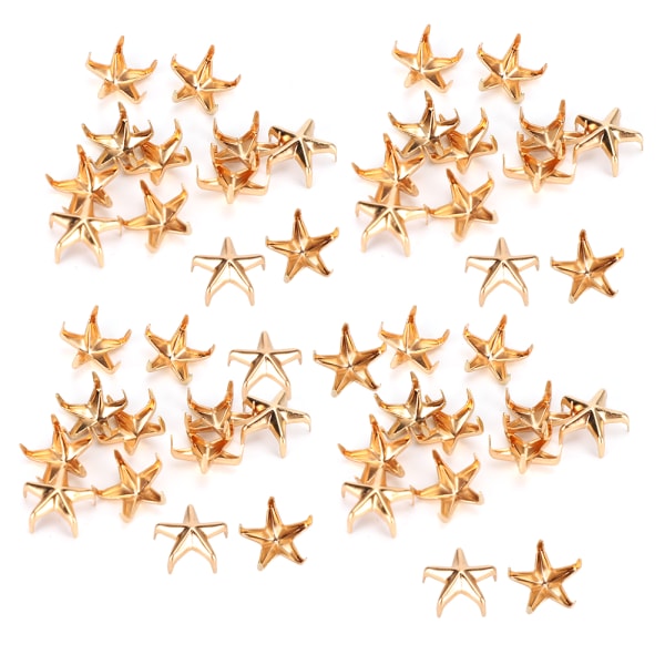 200 st stjärnnitar 5-uddiga stjärnklonaglar gör-det-själv-väskor Hattar Dekorationstillbehör 10MMGuld