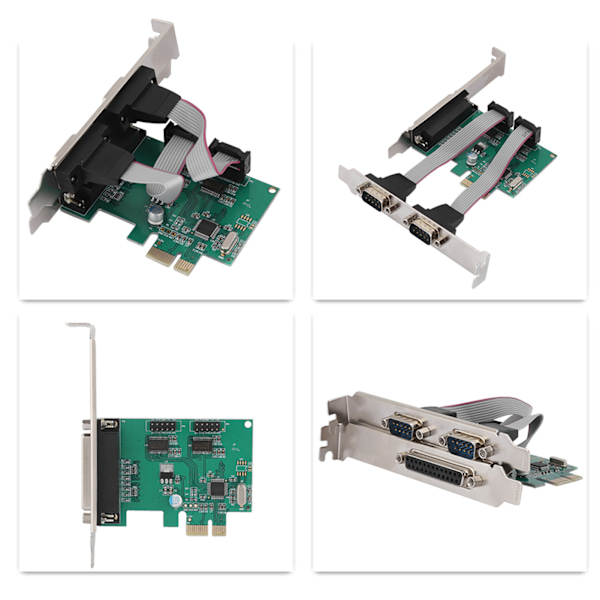 PCI-E til 2 serielle kort + 1 parallellportkort - Desktop PCI-utvidelseskort