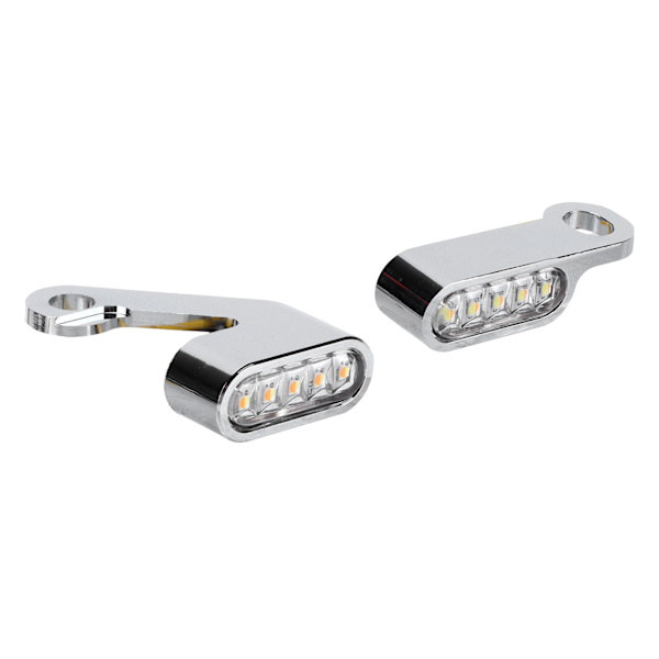 2 STK Mini LED Hjørnelys Blinklys Korrosjonsbestandig Aluminiumslegering Motorsykkel Tilbehør Sølv Skall Hvitt Speil