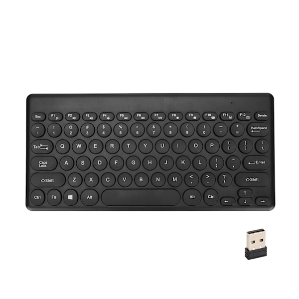 Langaton näppäimistö 2.4G 78 näppäintä Ergonomisen muotoilun kannettava ohut virransäästö pyöreät näppäimet USB-näppäimistö Musta