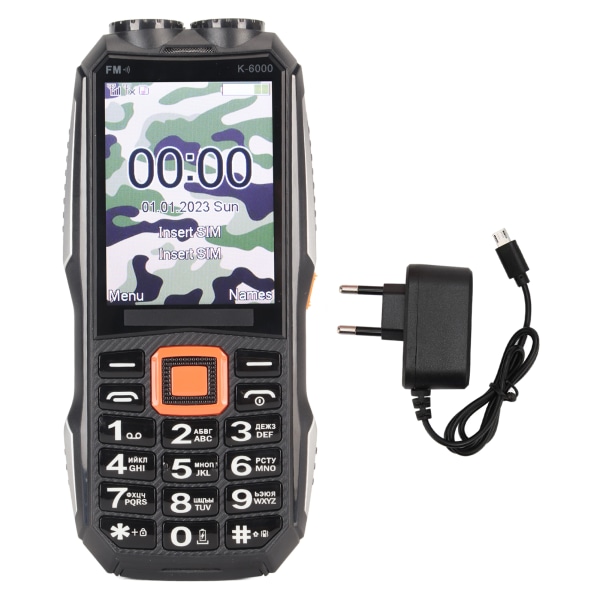 2G-matkapuhelin lukitsematon kahdella SIM-kortilla suuri 2,8 tuuman HD-näyttö 6800 mAh suuret painikkeet matkapuhelin eläkeläisille 100-240 V musta EU-pistoke