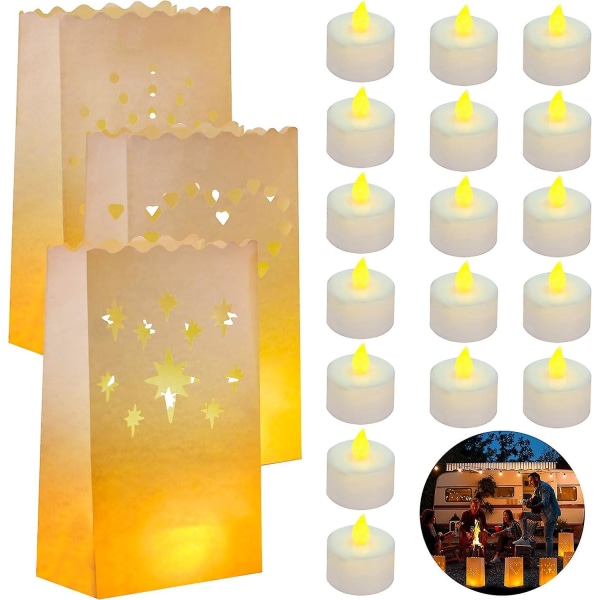 Flamlösa set - 24-pack påse med LED värmeljus för födelsedagsdekorationer, gatufester, bröllop