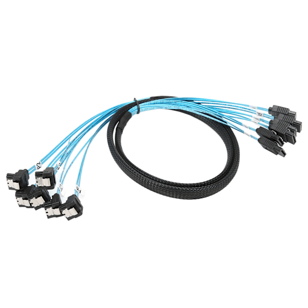 Mini SAS-kabel 6 SATA til 6 SATA rett buet kabel 6Gbps anti-interferens dobbel gruppe skjerming SATA-kabel for SSD 1m / 3,3 fot