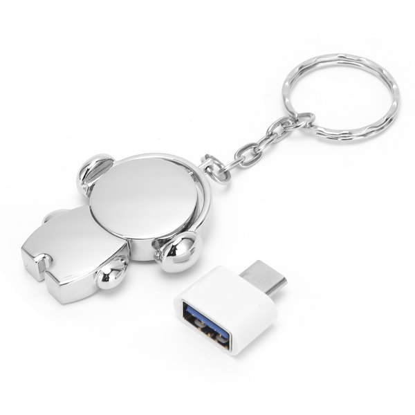 U Disk USB2.0 Bil Flash Drive Minne Tegneserie Metal Gave Datatilbehør Moonlight Silver128GB