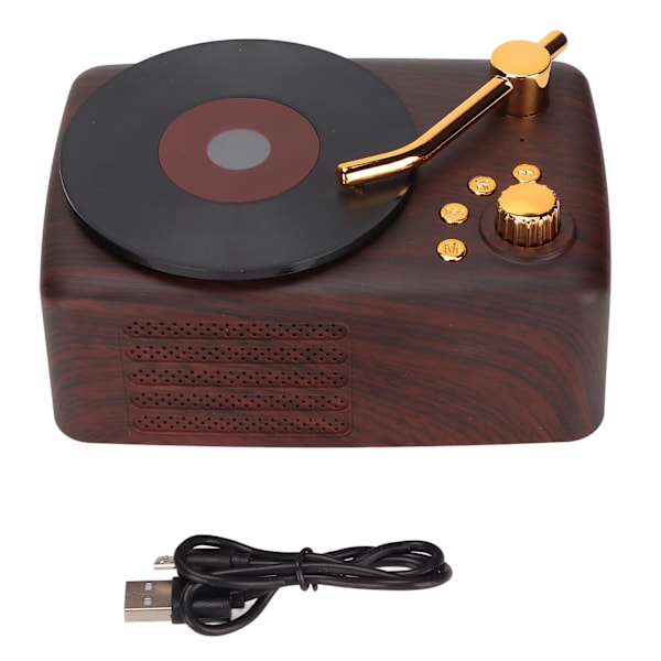 Bluetooth-högtalare Stereo USB-laddning Retro skivspelare Design Mini Trådlös Högtalare för Bil Laptop Mobiltelefon