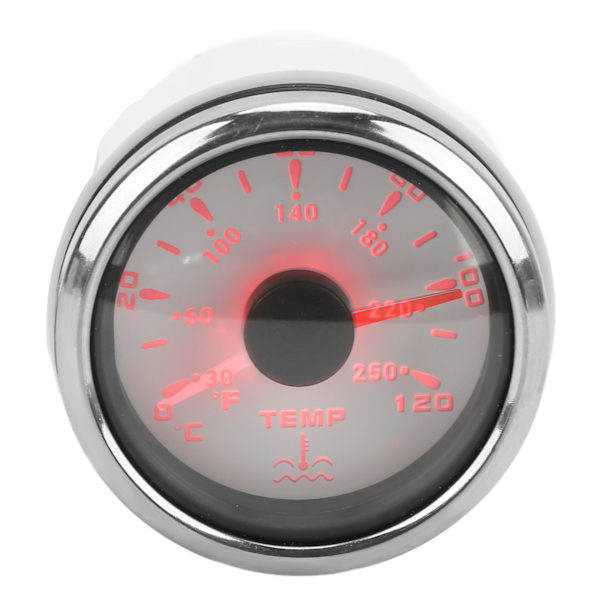 52mm Vattentemperaturmätare 7 Färger Bakgrundsbelysning IP67 Vattentät 1600‑22Ω Pekar Indikeringsmätare för Båtar Husbilar Vit