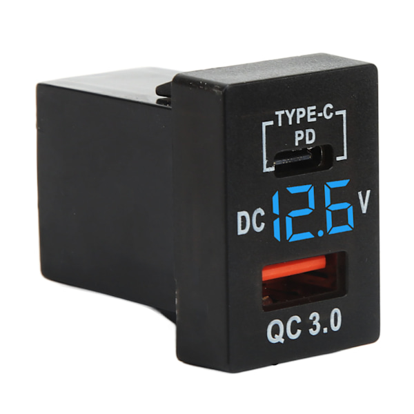 Biloplader Socket QC 3.0 Hurtig Opladning 12‑24V Spændingsdisplay til Biler Motorcykler Autocampere