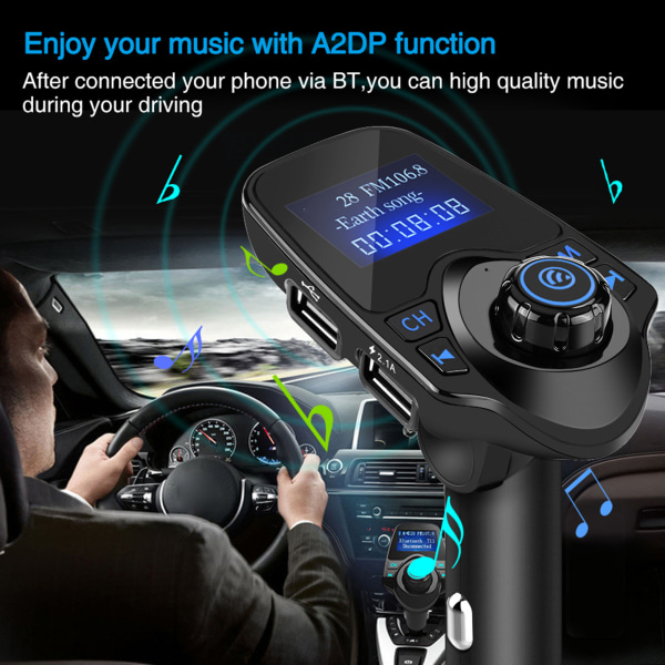T11 Bluetooth Trådløs Handsfree Bilsett MP3-spiller FM-sender USB-lader