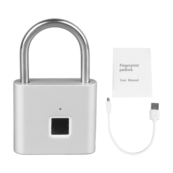Sormenjälkiriippulukko Bluetooth Avaimeton vedenpitävä biometrinen elektroninen lukko TUYA APP Control USB Ladattavalle Hopealle