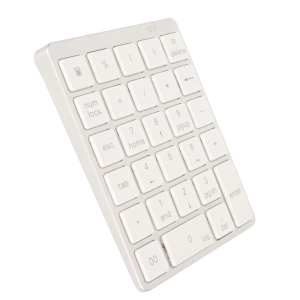 Numeriskt tangentbord Mini USB Uppladdningsbar trådbunden 28 nycklar Tunn Bärbar Aluminiumlegering Silvervit Vit