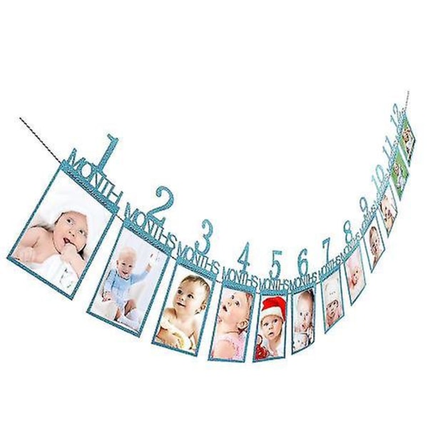 Lasten syntymäpäivälahjakoristeet 1-12 kuukauden valokuvabanneri Kuukausittainen valokuvaseinä