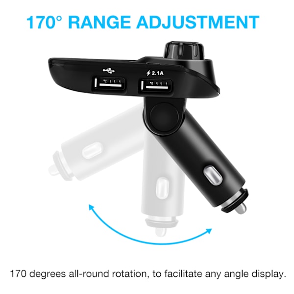 T11 Bluetooth Trådløs Handsfree Bilsett MP3-spiller FM-sender USB-lader