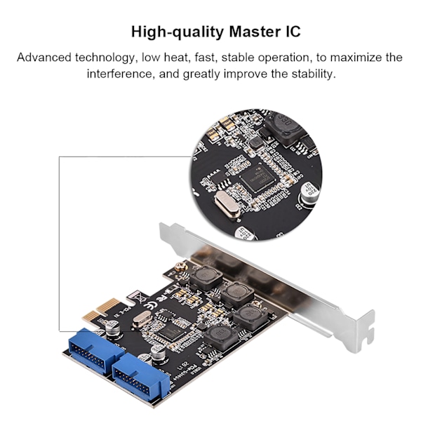 USB 3.0-utvidelseskort - 2-ports 19-pins hode, lav profil