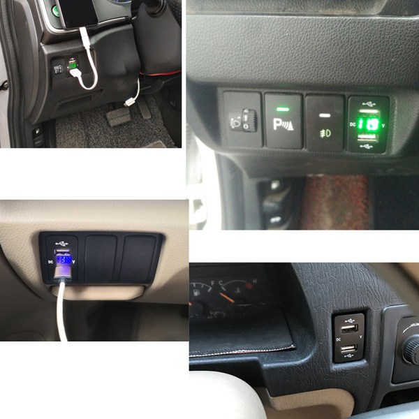 Bil dobbelt USB strømstik 4,2A 5V udgang 23,6 tommer kabel intelligent chip højhastighed bil USB opladerstik blå
