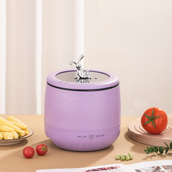 Mini riskoker 1,8L Non Stick Smart elektrisk riskoker for korn suppe grøt gryter EU-plugg 220V lilla