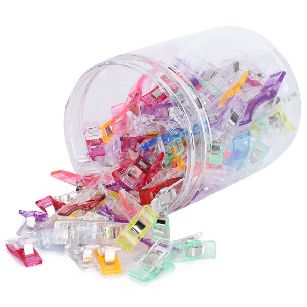 100 st Quiltklämmor Plast Färgglada sömnadstyg för Crafters Stickverktyg