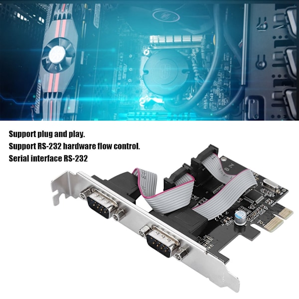 PCI-E 2-ports RS232 Seriell Port Konverteringskort