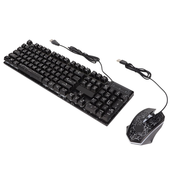 USB Tangentbord Mus Combo Bra Återhämtningsförmåga Spricka Färgglad Bakgrundsbelysning 104 Tangenter Tydliga Tecken Gaming Tangentbord Mus Combo