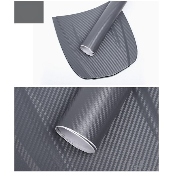 Kolfiber-look Wrapfolie 3D Tjockare Bil Externt Dekorativt Skydd Wrap Rulle Dekaler Dekal Mörkgrå 1.52mx30cm