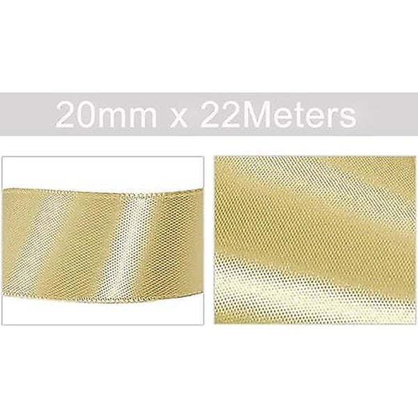 Kultainen satiininauha - 20 mm x 22 m - Lahjojen kääriminen, ompelu, askartelu