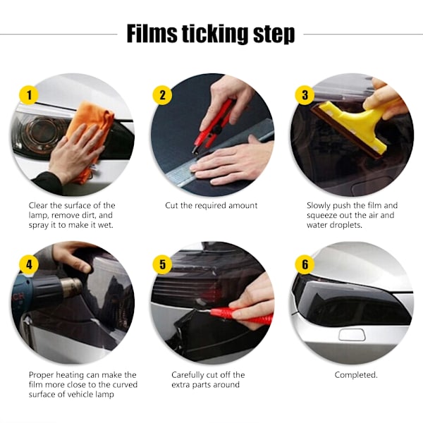 Värikäs vaaleanpunainen auton ajovalon kalvosuoja Auto Wrap -tarra (30*120cm)