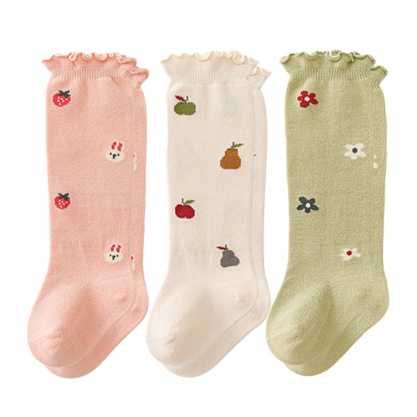 3 Pairs Baby High Stockings Combed Cotton Super Warm Comfortable Newborn Knee High Socks for Infants 0 to 6 Months