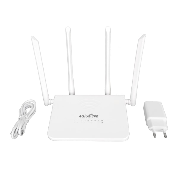 4G WiFi-ruter 300 Mbps Standard SIM-kortspor 4 Antenner Støtte 20 brukere Type C Mobile WiFi Hotspot for Europa 100‑240V EU-plugg