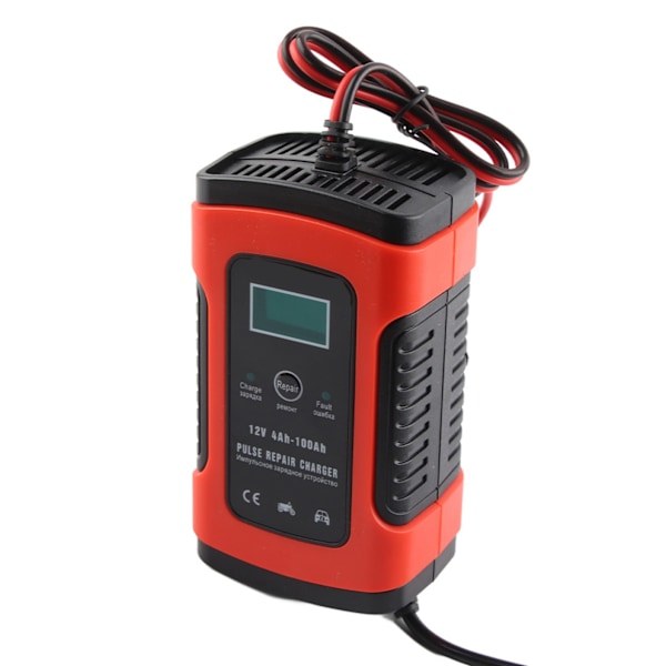 LCD-batteriladdare 12V 5A - Reparera och ladda blybatterier för motorcyklar och bilar (EU-kontakt)